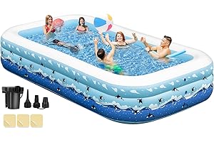 BAILINGHAI Extra Large Inflatable Pool with Pump, 130"x72"x22" Blow Up Inflatable Swimming Pools for Adults, Full-Sized Family Thickened Above Ground Swimming Pool for Backyard Home Garden Lawn Indoor Outdoor
