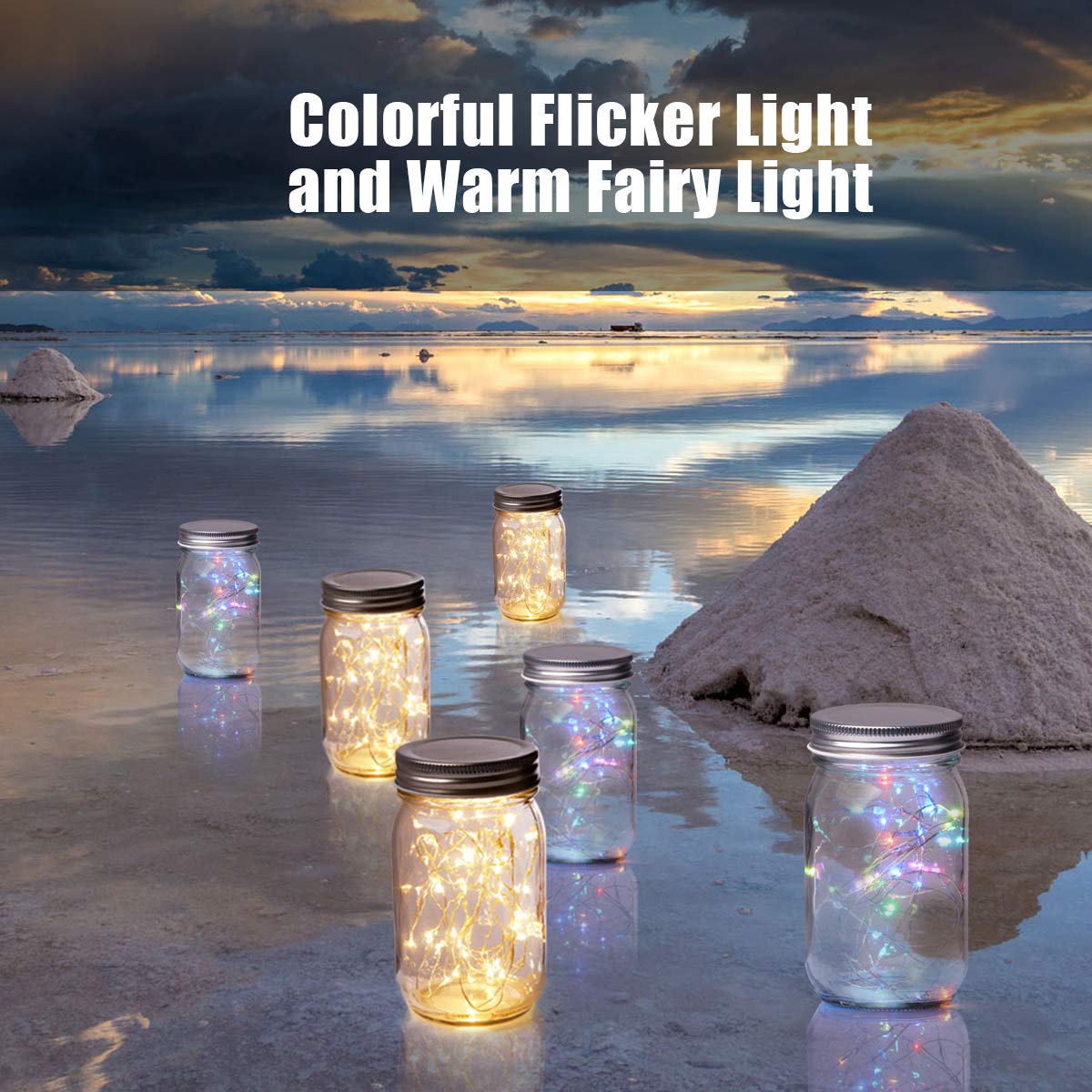 Jiabang Battery Powered Holiday Flavor Glass Cylinder Lamp Glass Candle Lamp Mood Light Christmas Decoration for Home Bedroom Livingroom Theme Party Celebration (Warm White & Colorful Light)