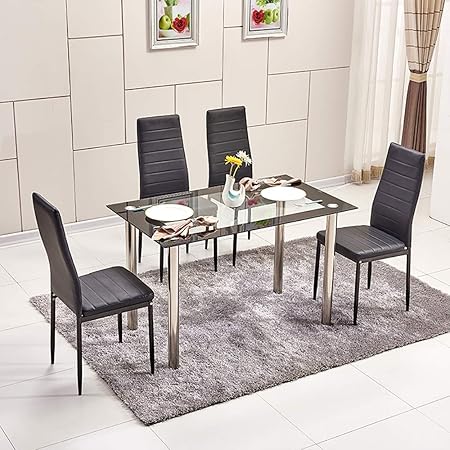 Moderno Tavolo Da Pranzo Piano In Vetro Temperato Nero Da