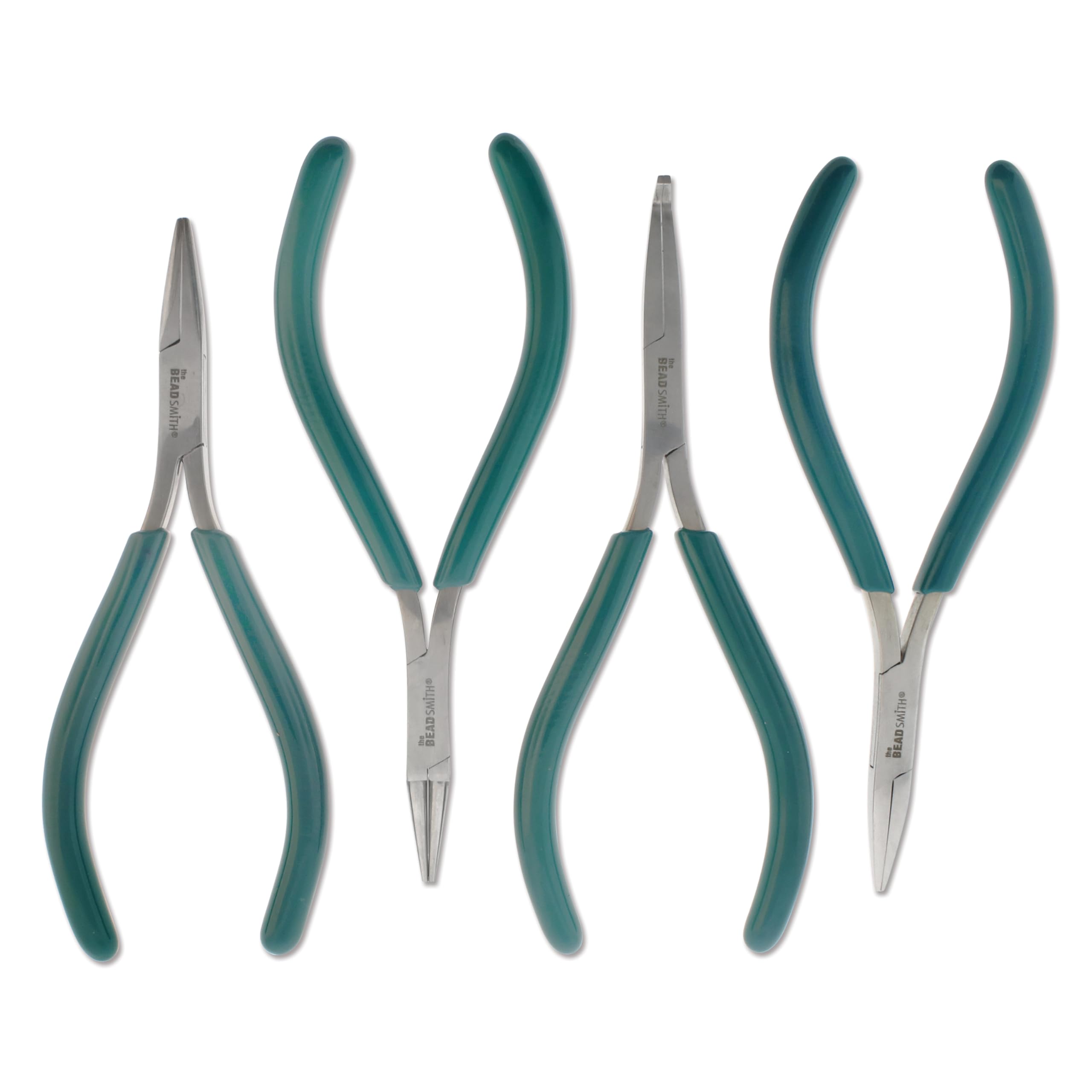 The Beadsmith Micro-Fine 4-Piece Plier Set with Storage Case – 5" Chain Nose, Round Nose, Flat Nose & Bent Nose Pliers, Precision Jewelry-Making Tools for Beading & Wirework