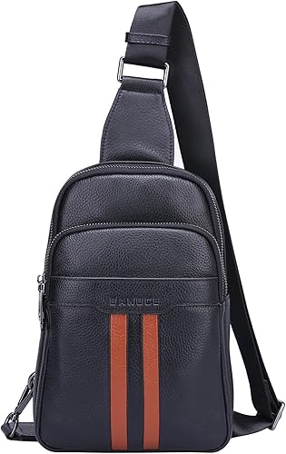 Amazon Banuce バンニュス ボディバッグ メンズ 斜めがけバッグ スリングバッグ 本革 ブラック 軽量 カジュアル トラベル アウトドア ワンショルダーバッグ 財布ゃ携帯ゃ鍵ゃ小物など収納 Banuce バンニュス ボディバッグ ワンショルダー
