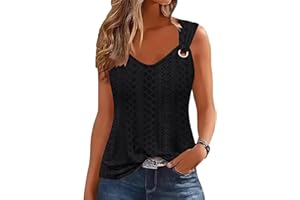 RIROW Women Summer Tops Sleeveless Tank Tops for Women Casual Spaghetti Strap 2026 Trendy Loose Fit Eyelet T Shirts