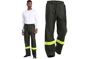 FWG Men’s Safety Rain Pants-Waterproof Heavy Duty Workwear with Reflective Tape for Outdoor Work