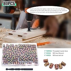 Twidec/80PCS 1/4"-20 Threaded Inserts for Wood