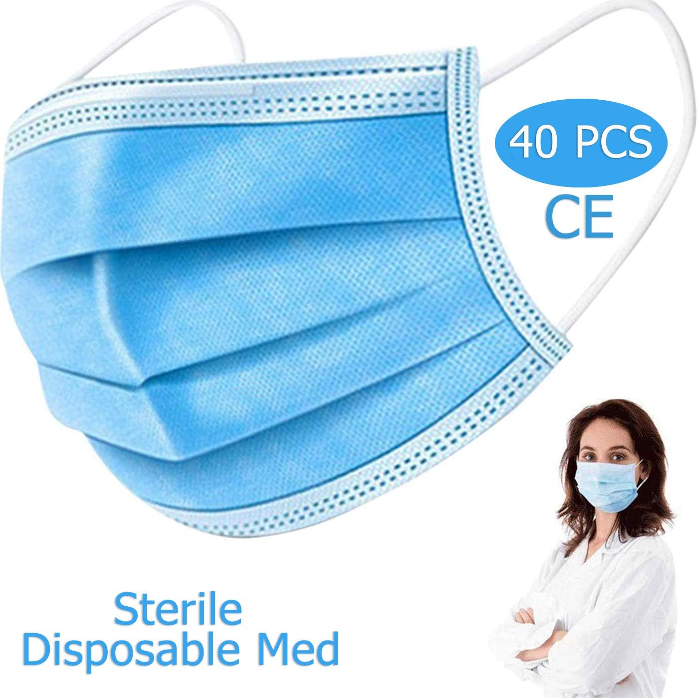 40 Pcs Disposable 𝐌𝐀𝐒𝐊, 3-Layer 𝐌𝐀𝐒𝐊𝐒, Anti Dust Breathable Disposable Earloop Mouth Face 𝐌𝐀𝐒𝐊, Comfortable Medical Sanitary 𝐌𝐀𝐒𝐊