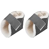 Jeere 2 Pcs Heel Protectors for Pressure Sores Sheepskin Heel Pads Soft Foot Cushions Pad Heel Protectors Adjustable Foot Pillows with Securing Strap for Bed Sore Ankle Ulcers(Dark Grey)