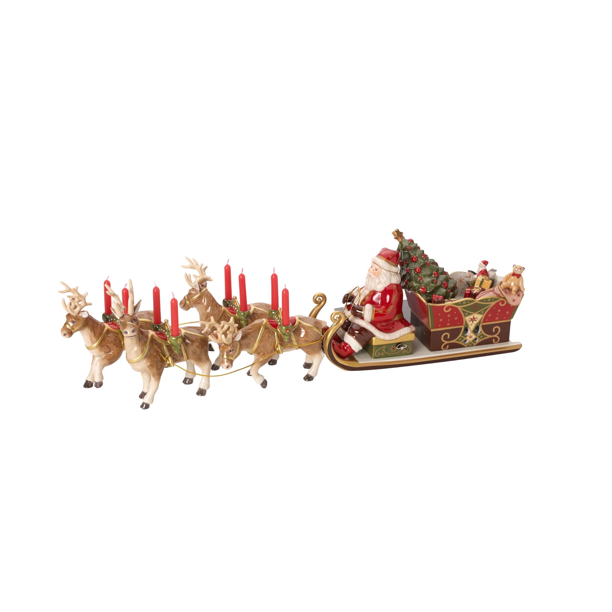 Villeroy & Boch – Christmas Toys Memory Music Box "Santa's Sleigh-Ride", Plays "Santa Claus is Coming to Town", Christmas Decoration Indoor, Table Decoration, Reindeer, Porcelain
