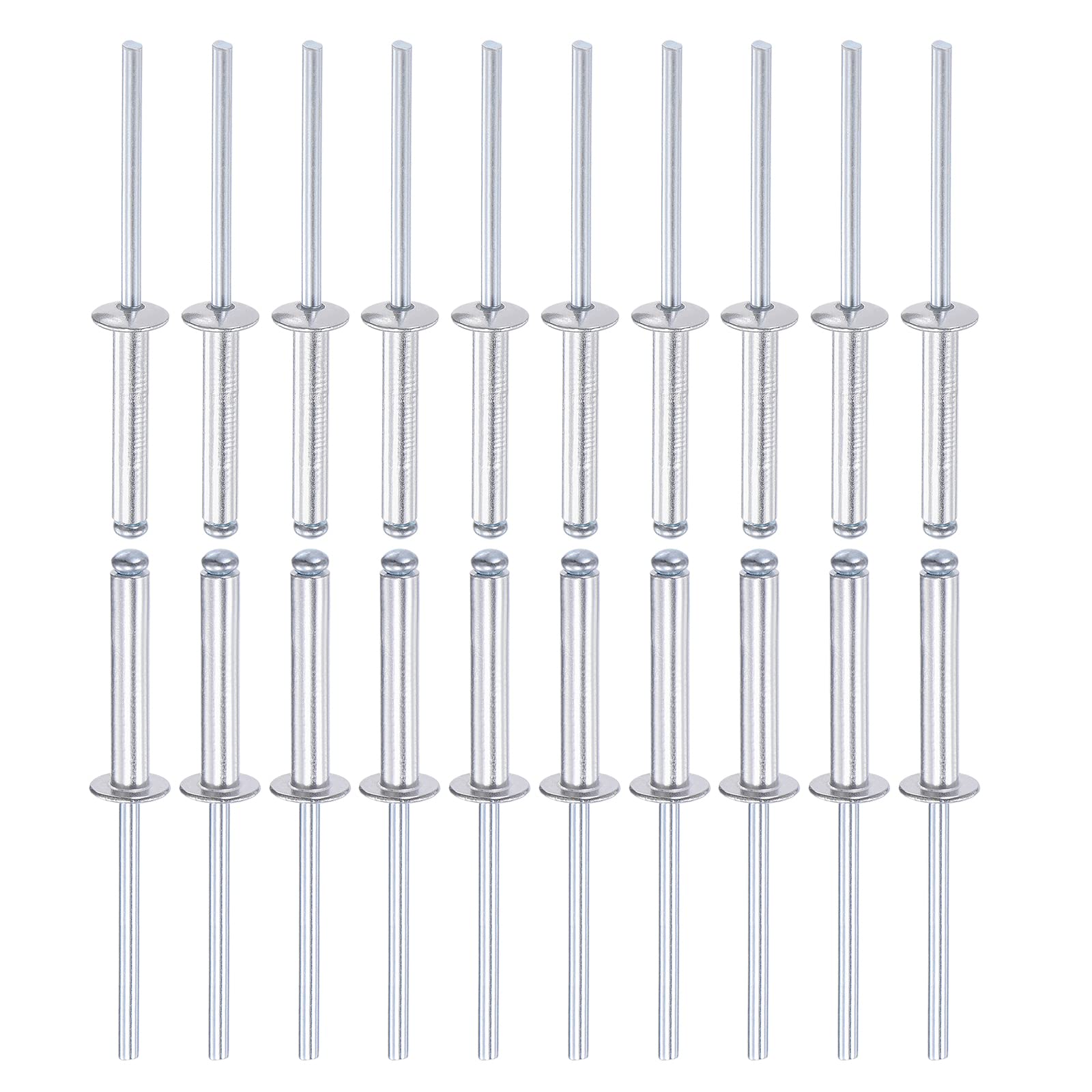 DTGN 4mm x 25mm (DXL) Blind Rivets - 60Pack - Good for Machinery Joining - Aluminum Dome Open End Rivet