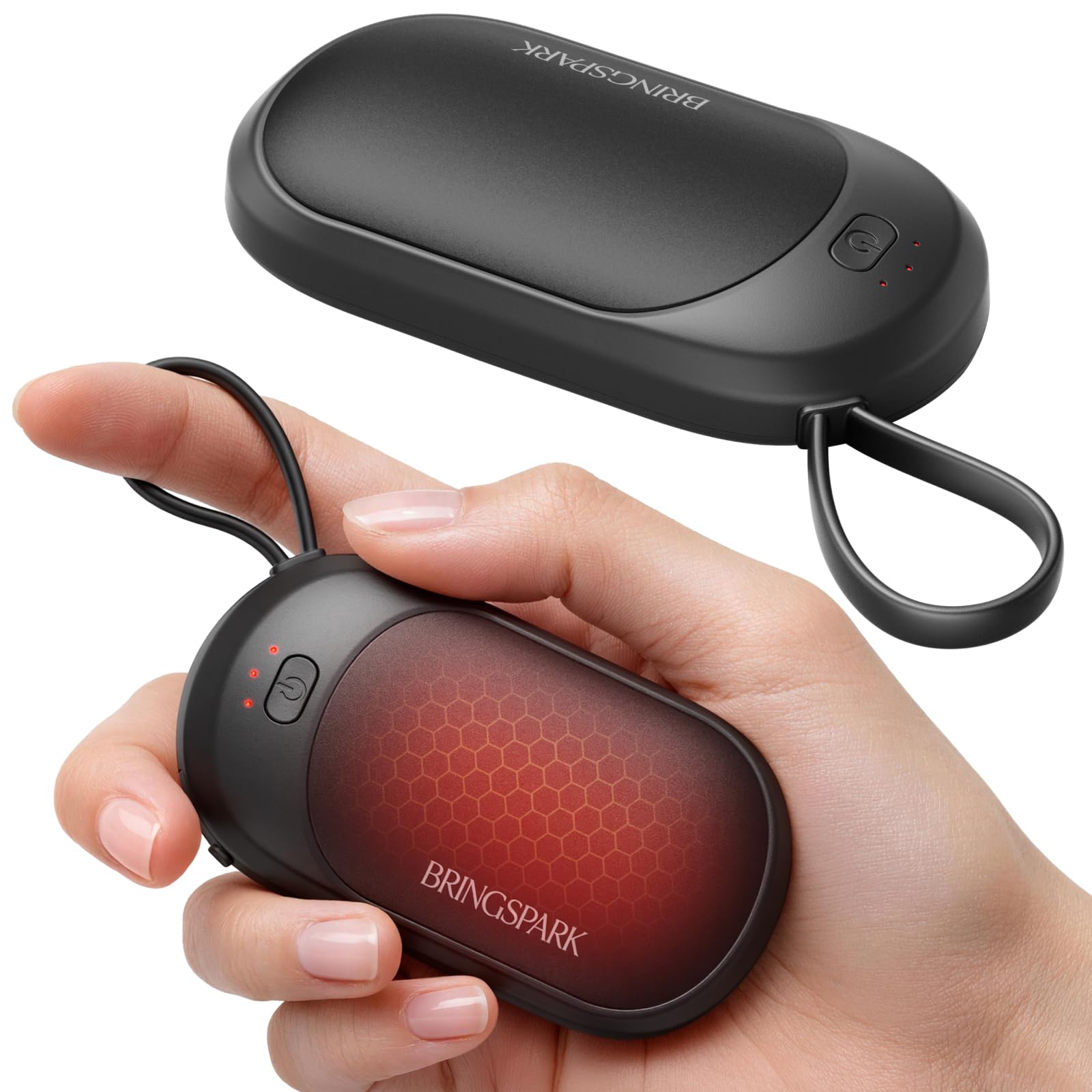 BringSpark Magnetic Rechargeable Hand Warmers, Black