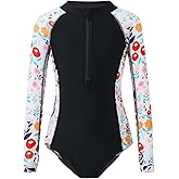 YOLIPULI Girls Long Sleeve Rashguard Swimsuit UV Protection One-Piece Swimwear Bathing Suit