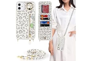 DEYHU iPhone 11 Phone Case with Card Holder for Women, iPhone 11 Case Wallet with Strap Credit Card Slots Crossbody with Kickstand Zipper Shockproof Case for iPhone11 - White Leopard