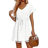 MLXSJ Women Swimsuit Coverup Swiss Dot Bathing Suit Cover Ups for Swimwear Beach Bikini Dress