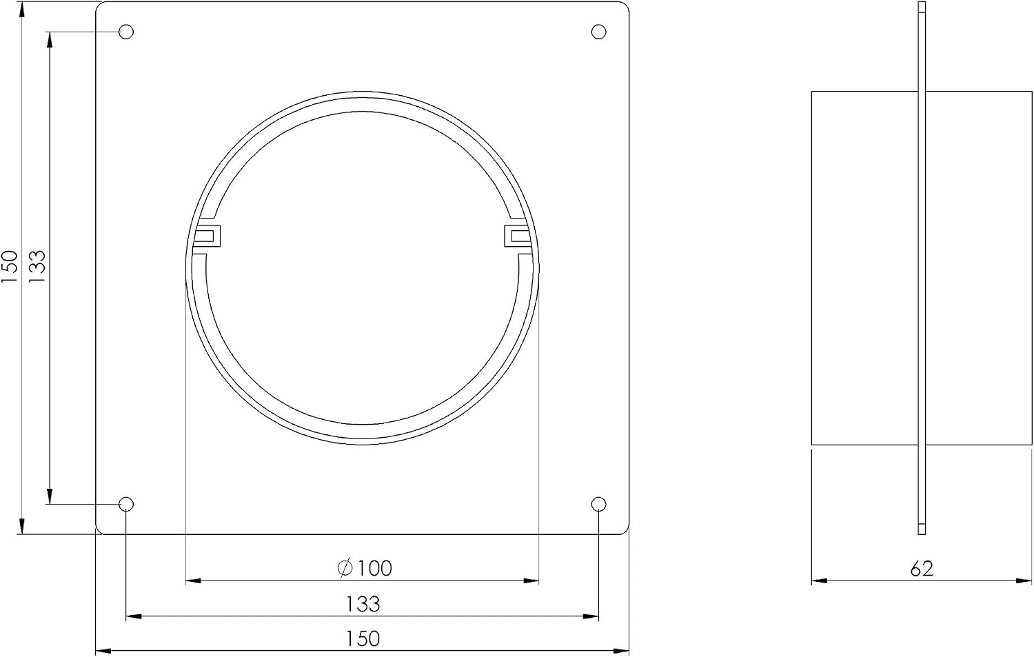 EUROPLAST 100mm / 4 Inch Duct Connector with Flange - Round PVC Ducting - Ventilation Pipe - Wall Plate, White, 100mm / 4'' - Image 3