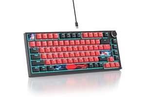 SbocKeeb 75 Percent Keyboard Gasket-Mounted with Sound Absorbing Pads, 82-Key Compact Wired RGB Mechanical Gaming Keyboard Ho