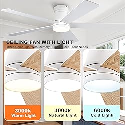 UOJ Ceiling Fans with Lights, 52 inch Low Profile