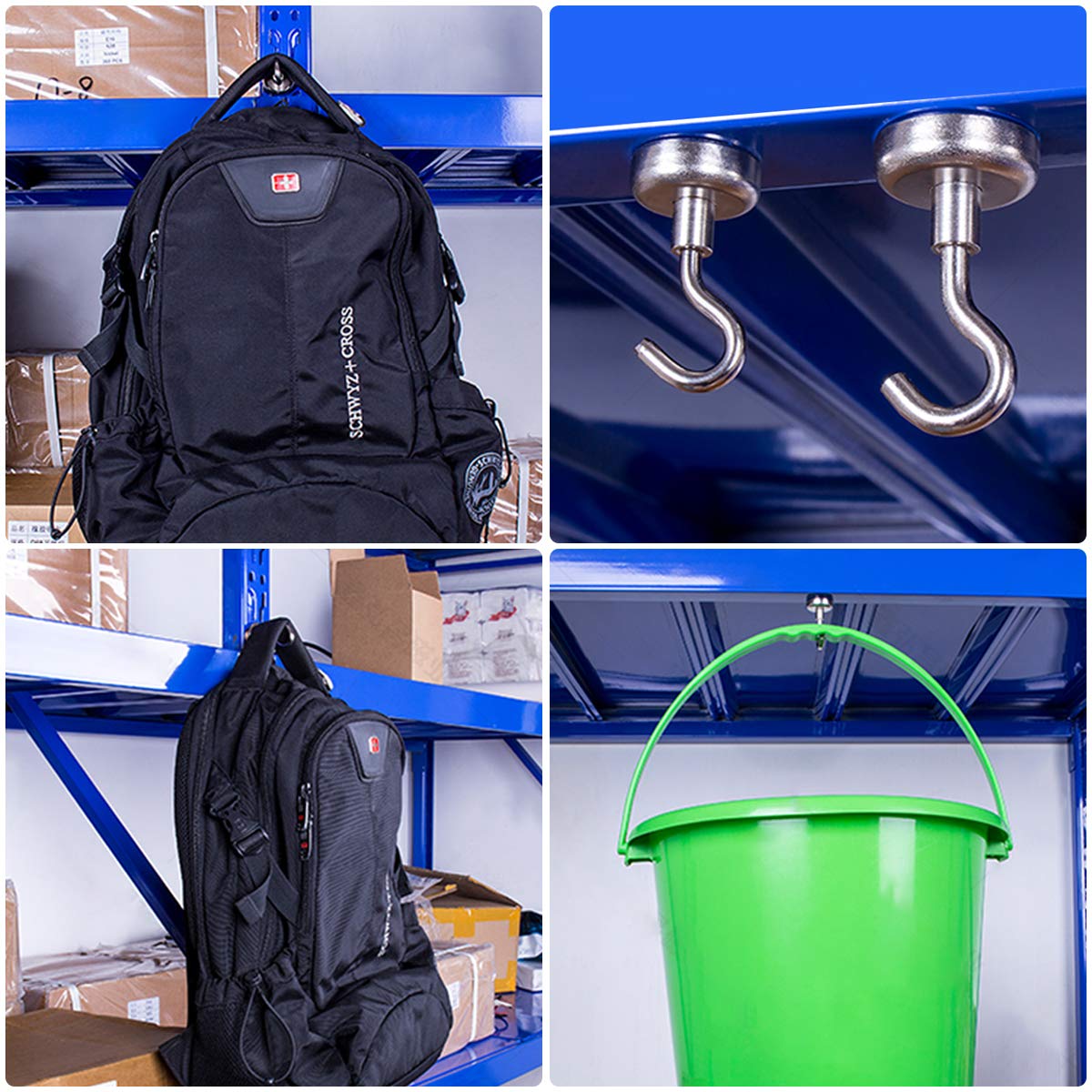 Magnetic Hooks, Makone 12 Pound Heavy Duty Neodymium Hanging Mighty Magnetic Hooks D16 (10 Packs)