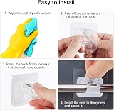 Bohoray 4Pcs Self Adhesive Curtain Rod Brackets Wall Mount Clips Clear view 3