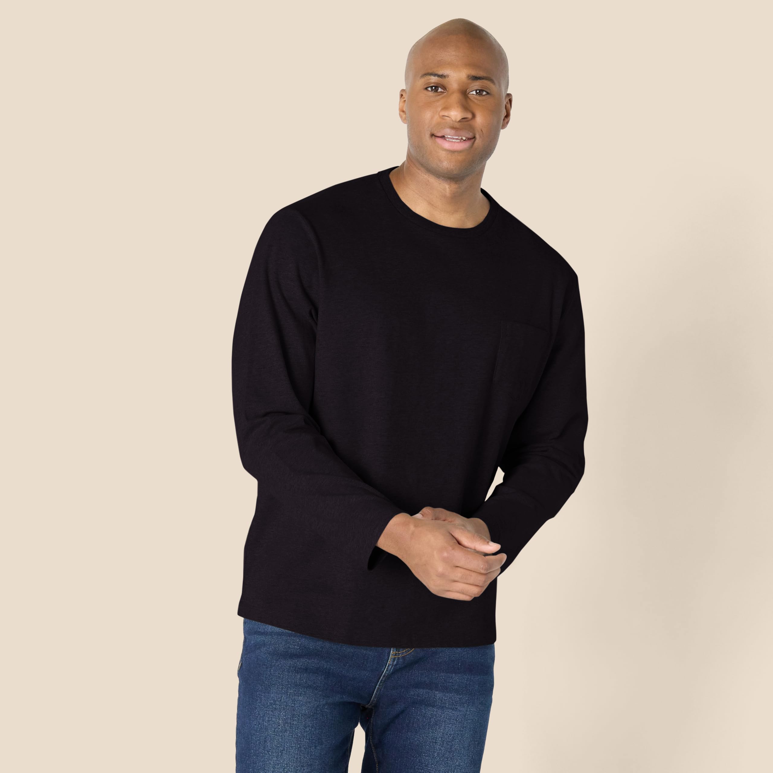Amazon Essentials Men's Regular-Fit Crewneck T-Shirts, Long-Sleeve