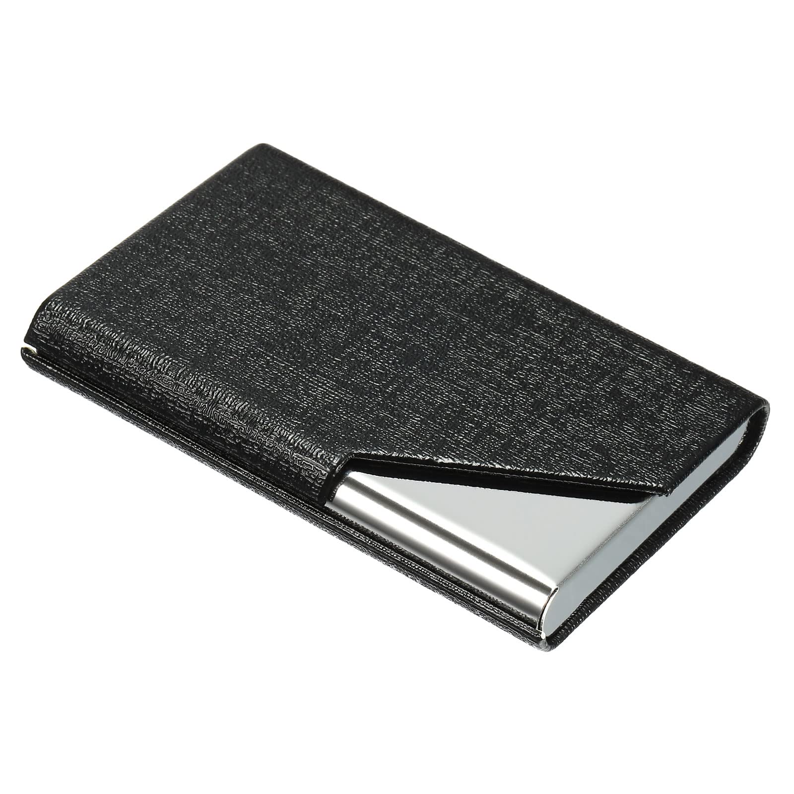 PATIKIL Business Card Holder, PU Leather Flip Slim Name Cards Protector Case for Women Men, Black