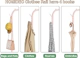 HOMIDEC Clothes Rail Portable Rack with Hooks and Metal Shelf Pink 40kg view 4