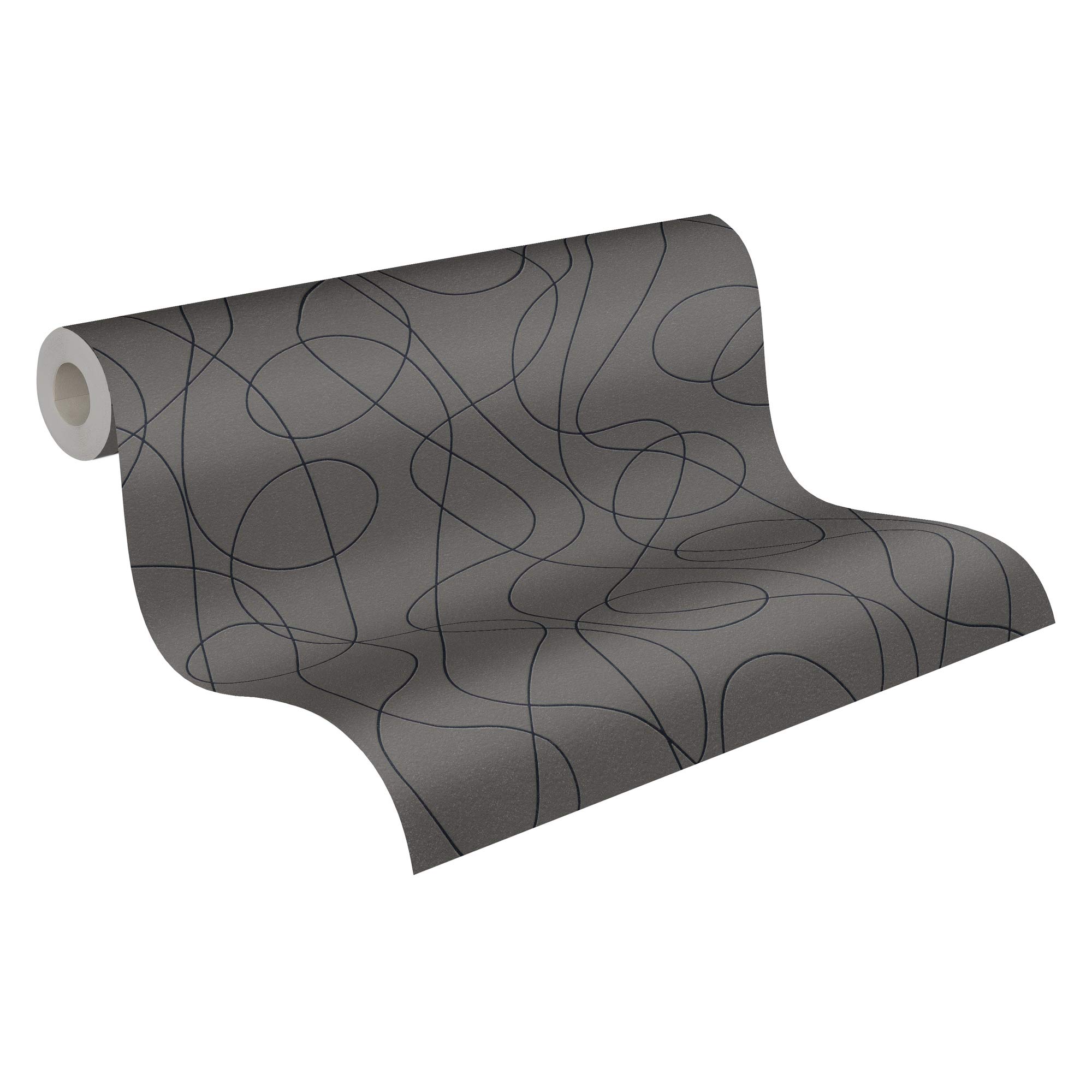 A.S. Création A.S. Creation Life 301611 3016-11 Non-Woven Wallpaper Graphic 10.05 m x 0.53 m Grey Made in Germany, Green, Metallic