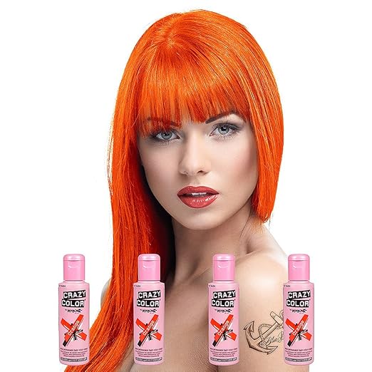 Amazon Com Crazy Color Orange No 60 100ml Box Of 4 Semi Permanent Colour Hair Dye Beauty