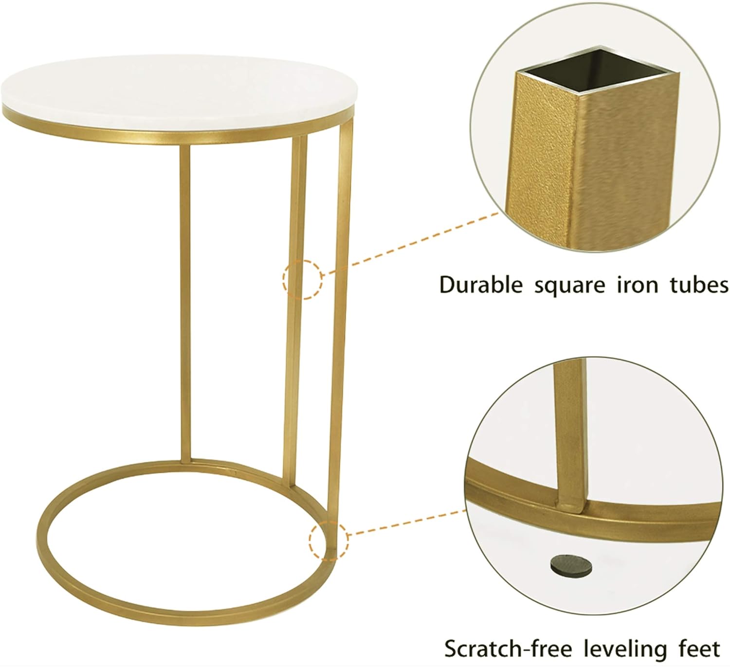 Marble Sofa Laptop C Shaped Side Table for Coffee Sofa Living Room Bedroom: Kitchen & Dining