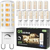 TJOY 12 Pack Dimmable G9 LED Bulb 4W Equivalent 40 Watt, 3000K Soft Warm White, T4 G9 Bi-pin Base Halogen Replacement, G 9 So