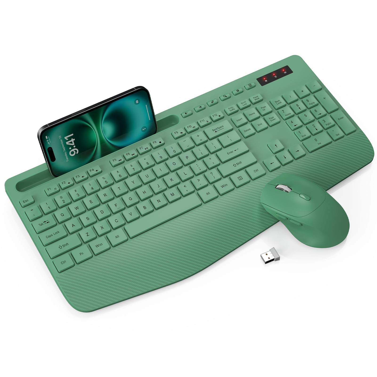 Photo 1 of Wireless Keyboard and Mouse Combo - Full-Sized Ergonomic Keyboards with Wrist Rest, Phone Holder, Sleep Mode, Silent 2.4GHz Cordless Combo for Computer, Laptop, PC, Mac, Windows -Trueque