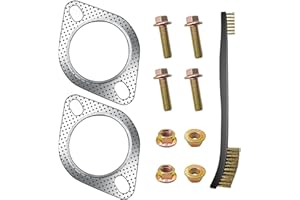 Strongthium 2Pcs 2.5" Exhaust Gasket 2 Bolt for 2.5 Inch Muffler Flange Manifold 120-06310-0002 High Temperature w/ 4Pcs Exhaust Bolts Repair kit for Cars Trucks