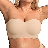 Vertvie Womens Wireless Push Up Strapless Bras Non-Slip Bandeau Bra Seamless Comfort Bralette Padded Tube Top(44C,Nude)