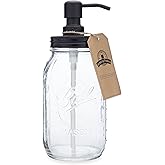 Quart Size Mason Jar Soap and Lotion Dispenser - Black - by Jarmazing Products - Made from Rust-Proof Stainless Steel