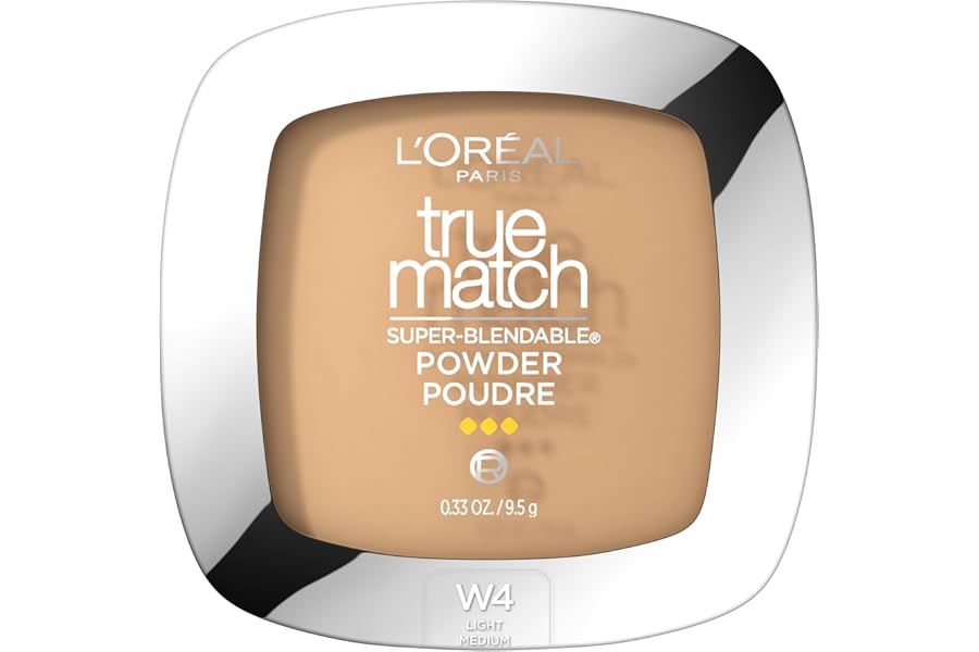 L’Oreal Paris True Match Super Blendable Oil Free Powder Foundation, W4 Light Medium, 0.33 oz, Packaging May Vary