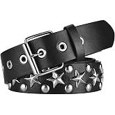 SNCEAW Studded Belt, Metal Punk Rock Rivet Belt with Bright Pyramid Studded for Women Men