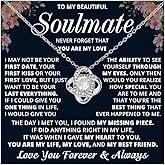 Xukaenus To My Beautiful Soulmate Necklace For Women, Jewelry Valentine Christmas Birthday Gifts For Girlfriend With Message Card And Box, Wife Necklaces From Husband, Soulmate Gift For Her