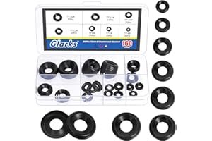 Glarks 160pcs 4#/6#/8#/10#/12#/14#/16# Black Countersunk Finish Washers Kit, Stainless Steel Finish Cup Washer, Countersunk G