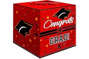 LUKTASTIC Graduation Card Box, Graduation Card Box 2025 Graduation Decorations, Card Box for Graduation Party 2025, Red Grad Card Box Holder Class of 2025 for College High School Gift Card Box Decor Supplies