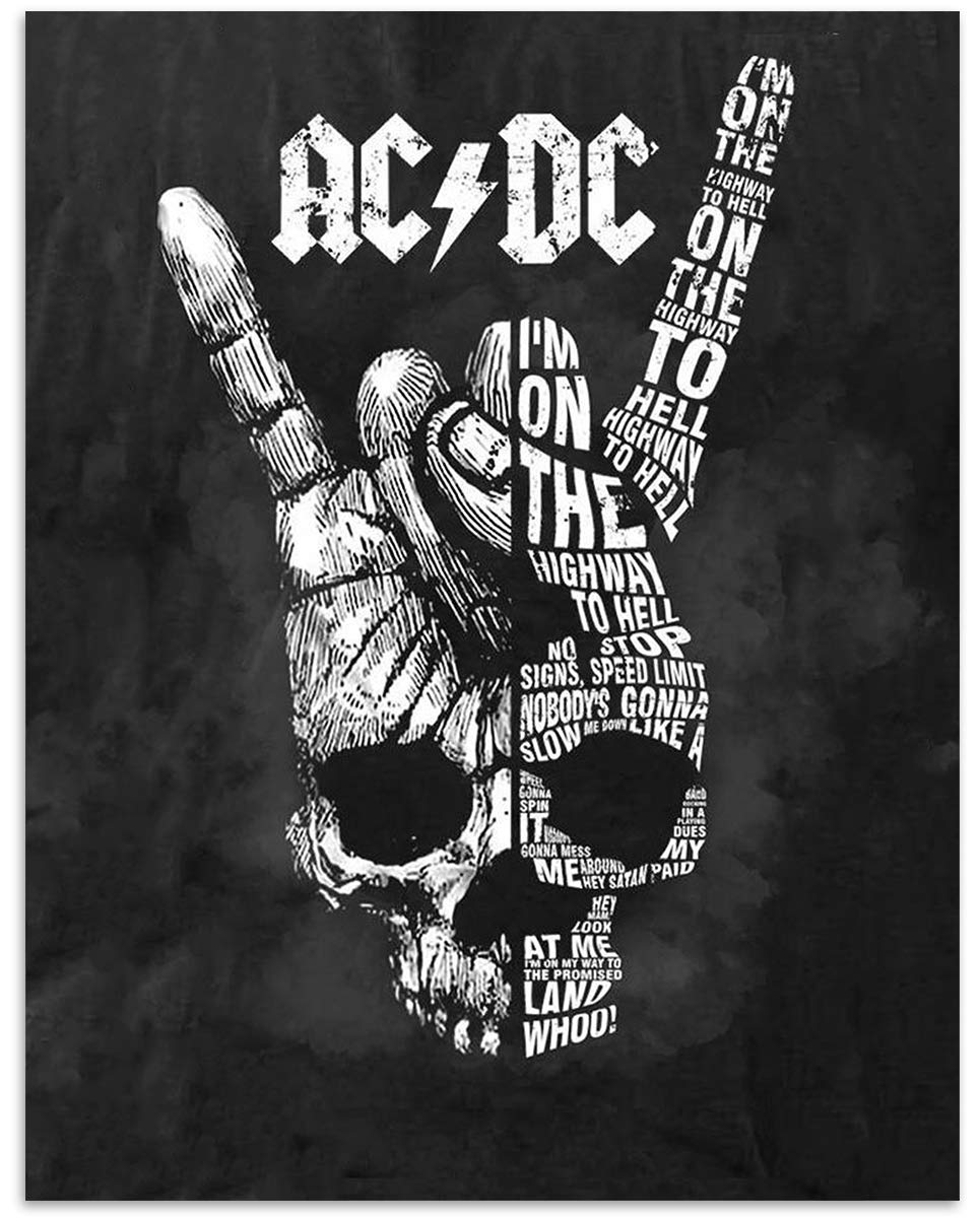 Amazon Com Ac Dc Band Song Art Poster Highway To Hell 8 X 10 Wall Print Ready To Frame Iconic Rock Song Poster Print Home Studio Bar Dorm Man Cave Decor Perfect Gift For All Ac Dc Fans Handmade