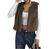 ASANDY Women Winter Vest Warm Coat Faux Fur Vest Furry Fluffy Classic Furry Sleeveless Outwear Casual Slim Overcoat