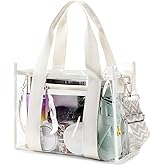 UEOE Clear Bag for Stadium Events,Large Clear Tote Bag with Outer and Inner Zip Bag for Sport Events, Concerts, Work, Beach