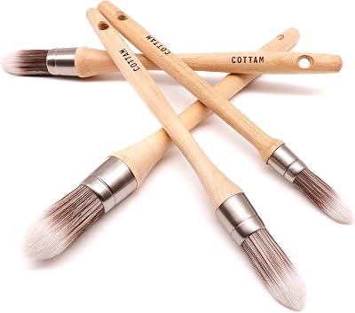 Cottam Synthetic Sash Brush Set 4pc Round Head Paint Trim Windows Doors Oil