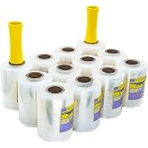 " 12-Pack " Mini Stretch Wrap Roll with Handle | 5 inch x 1000ft x 12 pcs | Shrink Wrap Roll | Stretch Wrap for Moving | Plastic Wrap for Moving | Stretch Film Wrap for Moving | 5 inch Stretch Wrap |