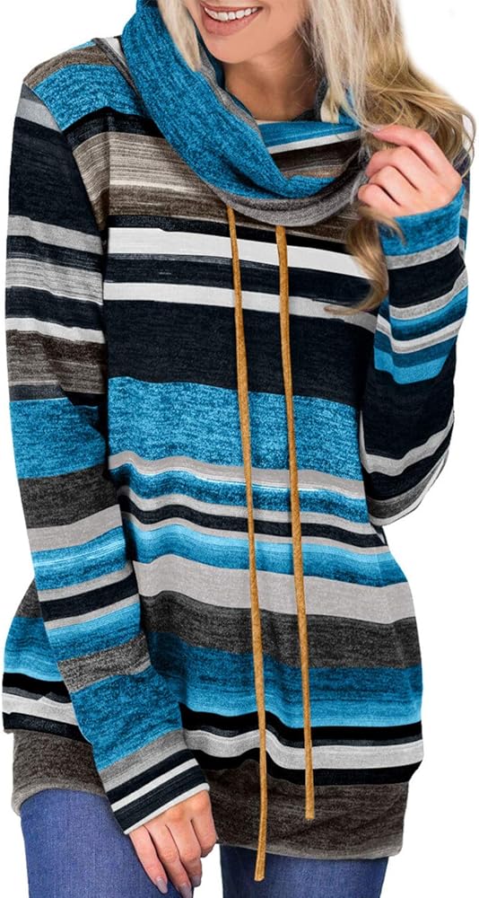 striped cowl neck sweatshirt