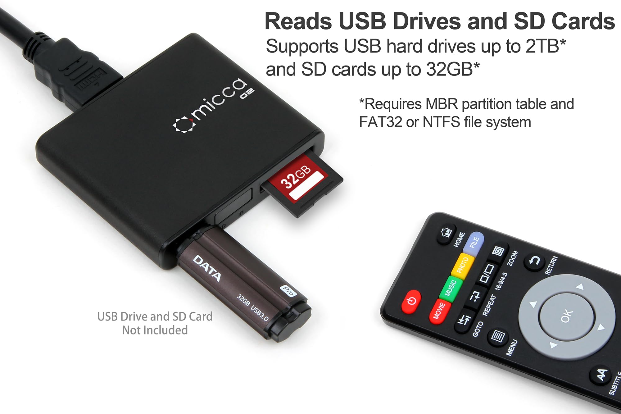Micca G2 1080p Full-HD Digital Media Player for USB Drives and SD/SDHC Cards, Digital Signage, H.264/AVC MP4 MKV Videos MP3 Music JPG Photos, HDMI and AV Output, Auto Play and Resume