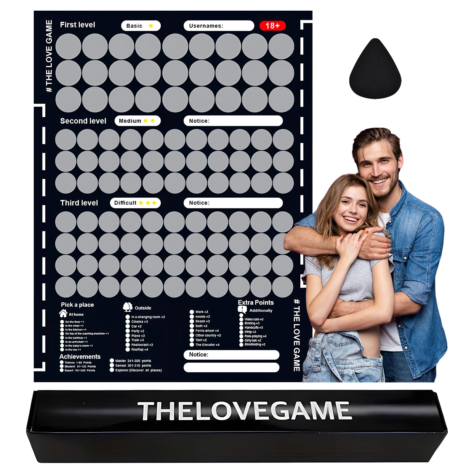 Love Game Scratch Off - Fun Couples Game Dates Night Poster, Wall Art Gift for Him & Her, Anniversary & Valentines Day