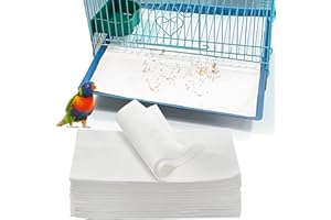 Okllen 200 Pcs Bird Cage Liners, 11x20 Inch Disposable Cage Paper Liners Pad Absorbent Non-Woven Tray Liners for Parrot Parakeet Finch Canary Pet Bird, White