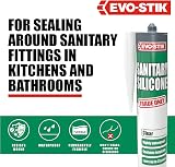 EVO-STIK Sanitary Silicone Sealant Clear Kitchen Bathroom Waterproof Mould view 3