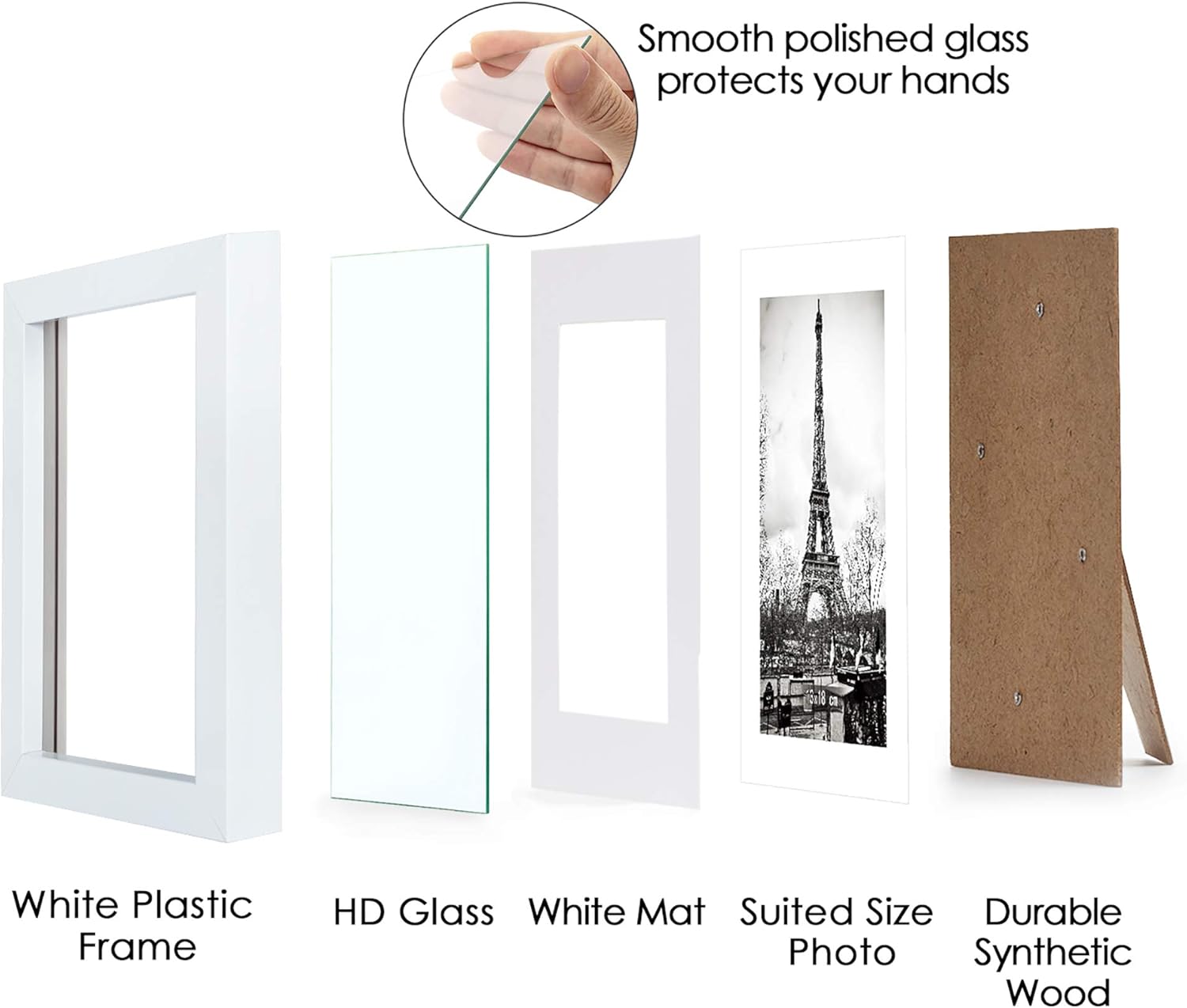 upsimples 5x7 Picture Frame Set of 10, Display Pictures 4x6 with Mat or 5x7 Without Mat, Multi Photo Frames Collage for Wall or Tabletop Display, White -