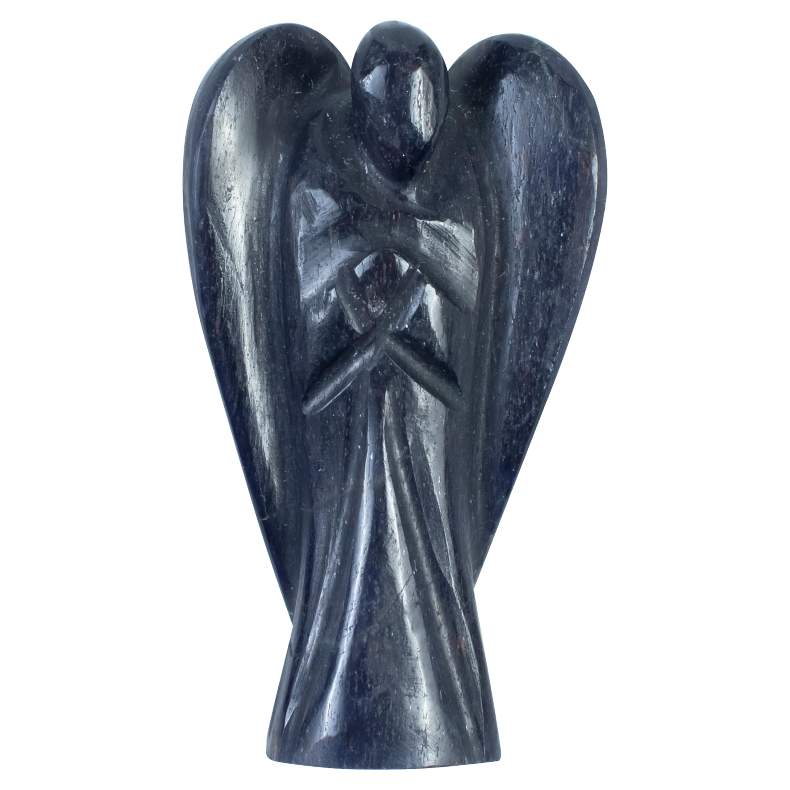 Crocon® Blue Aventurine Gemstone Pocket Angel Healing Crystal Feng Shui Figurine Hand Carved Peace Reiki Guardian Good Luck Statue Worry Stone Spiritual Ornaments Prayer Gift 2-2.5 Inch