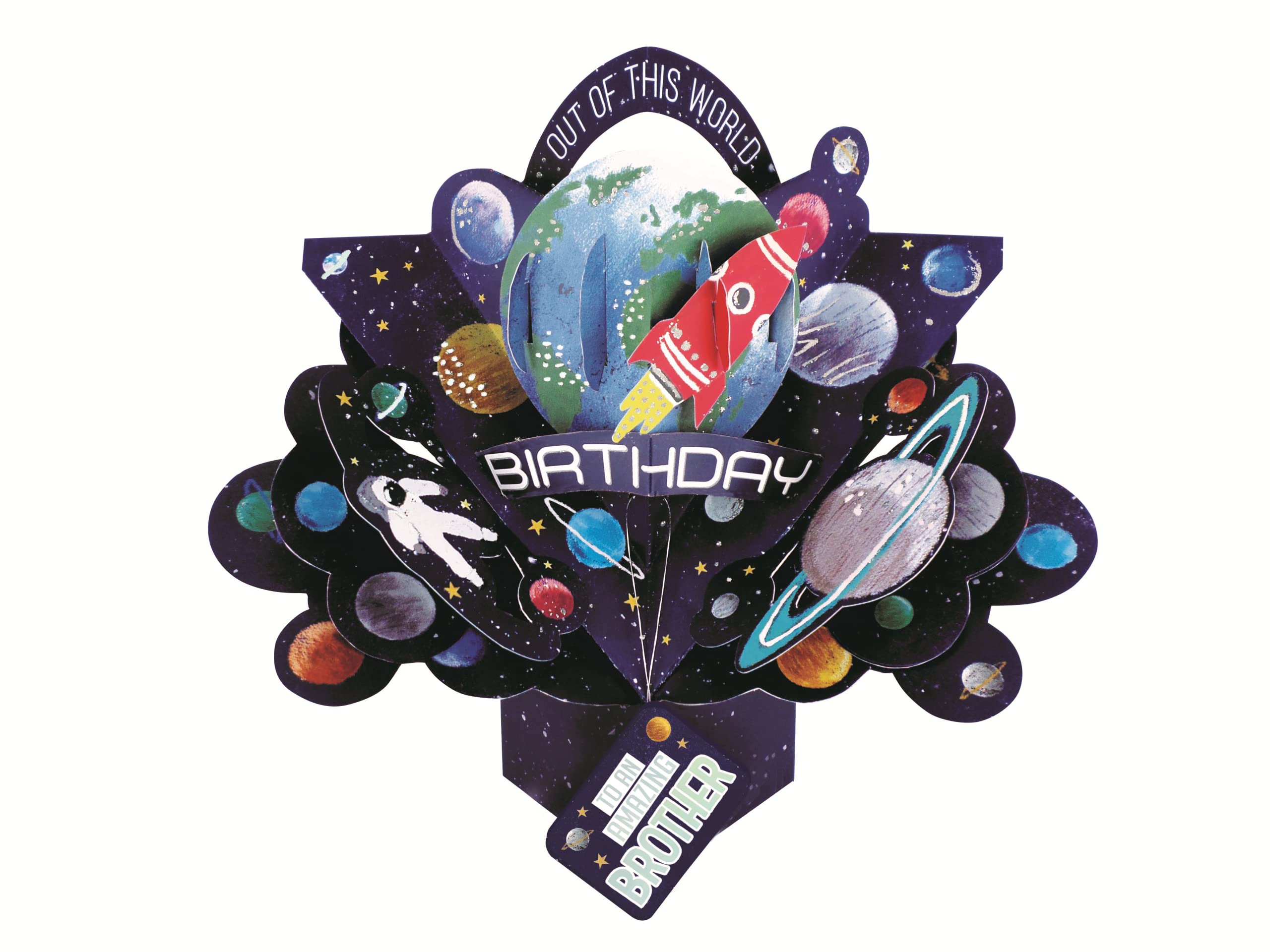 Amazing Brother Space Rocket Birthday Pop Up Greeting Card 3D Pop-Up Cards POP206MC17